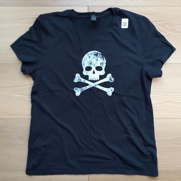 Skull and Crossbones Jolly Roger - New Women's Large Black T-Shirt - Picture 4 of 4